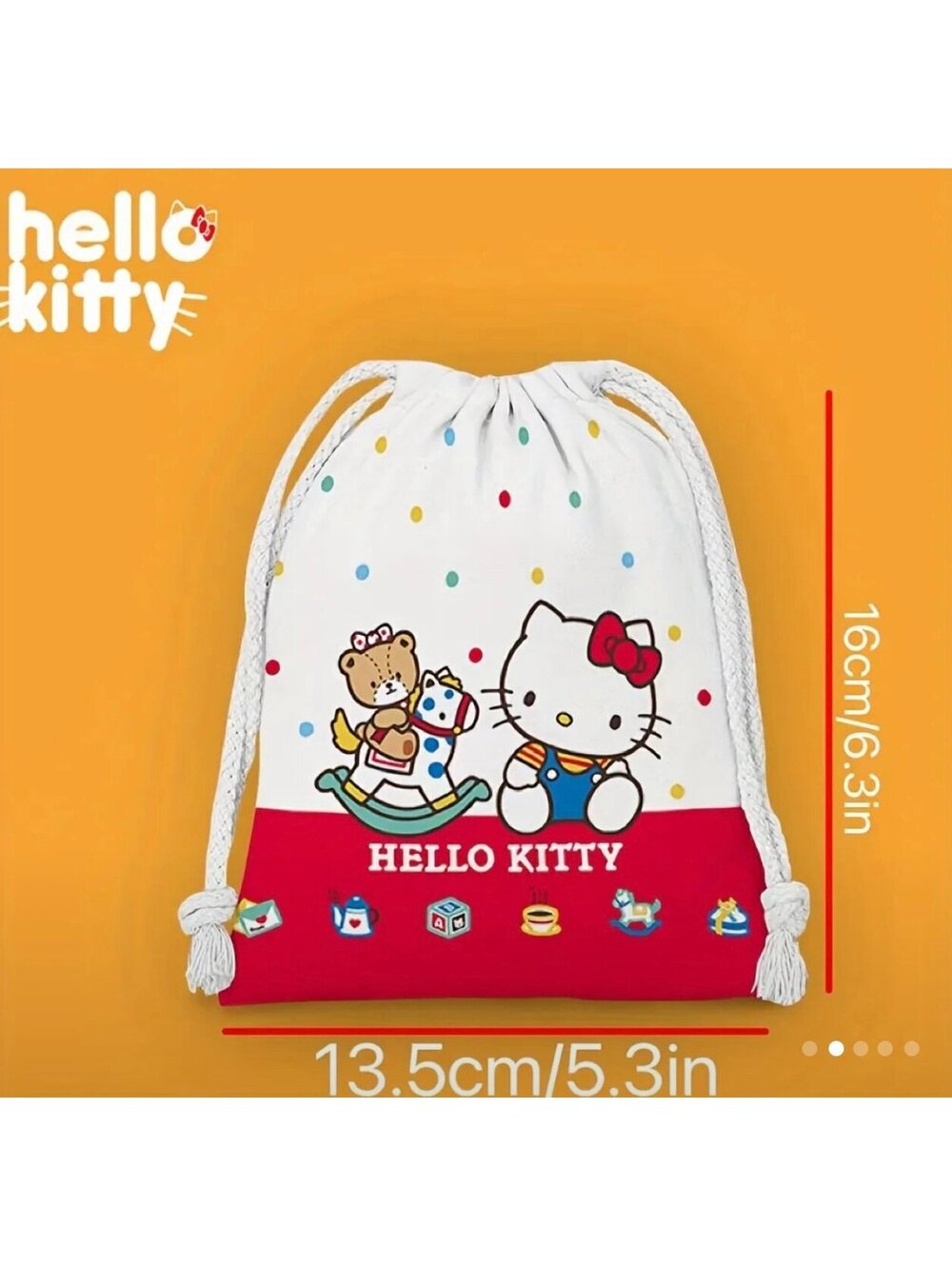 New - Hello Kitty - Small - Drawstring Pouch - Picture 2 of 4